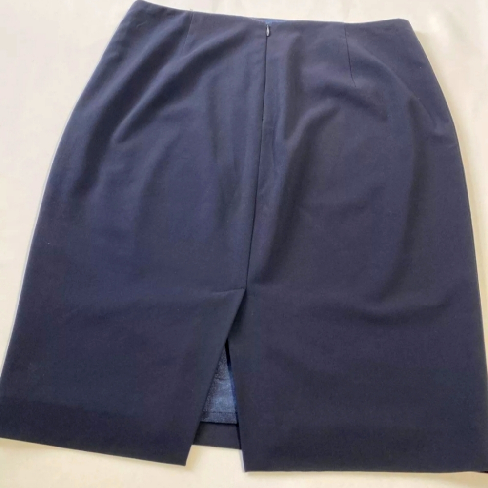 Elie Tahari Straight A-Line Pencil Skirt Navy Blue Size 10 - Picture 4 of 11